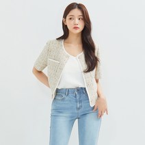 로엠 여성용 트위드 반팔 자켓