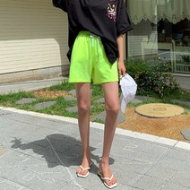 핑크시슬리 여성용 컬러팝 절개 4부 트레이닝 팬츠