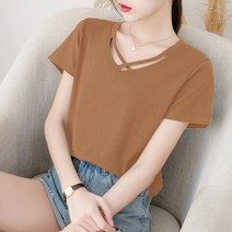 여성용 굿샵 브이넥 트렌드 상의