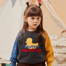 팬콧 아동용 하이킹덕 라그란 배색 기모 맨투맨