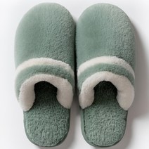 포근 방한 겨울 털 거실 슬리퍼, Green, 1개