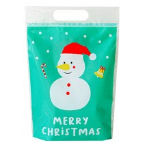 도나앤데코 크리스마스 손잡이 비닐 지퍼백 20 x 30 cm, 마일드 스노우맨, 30개