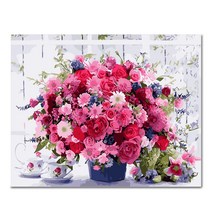아디코 DIY 페인팅 정물화 명화그리기 50 x 40 cm, 커피잔과 핑크 플라워(PG42)