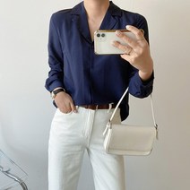 로미스토리 여성용 여유핏 카라 블라우스