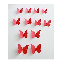 3D 리얼 나비 스티커 12p, 레드