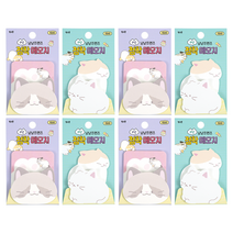 핑크풋 1500 냥냥 2단 점착 메모지 2종 x 4p 세트, 혼합색상, 1세트