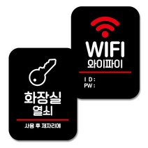뭉키데코 Q2 부착형 사각 안내 표지판 블랙 2종 세트, 화장실 열쇠, 와이파이 아이디 비번, 1세트