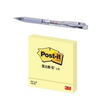쓰리엠 슈퍼스티키 노트 포스트잇 654 + 플립 3색 볼펜 0.5, 노랑(포스트잇), 라벤더(볼펜), 1세트