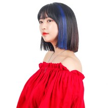 가발위드 스트레이트 컬러 포인트 피스 5p + 트윙클 붙임머리 세트, 다크블루(컬러피스), 랜덤발송(붙임머리), 1세트