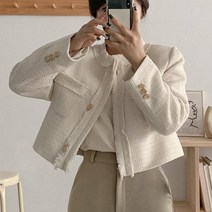 에이와비 여성용 트위드 크롭 자켓
