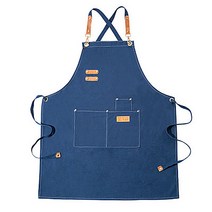 가죽 포인트 캔버스 작업복 앞치마 B, 블루, 1개