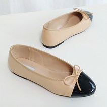 로엘 여성용 리본 배색 플랫슈즈