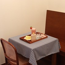 캐시프릿 체크 배경천 앤 식탁보, 블루, 대형