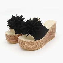 쥬시포올 여성용 플라워 통굽 웨지슬리퍼 RS-F16