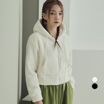 어썸어라운드 여성용 베어 덤블 크롭 후드 집업