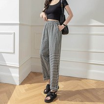 앤드스타일 여성용 쿨리체크 와이드 팬츠 260672