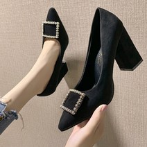 스퀘어 쥬얼리 스웨이드 스틸레토 럭셔리 하이힐 9cm