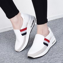 파이 여성용 가죽 배색 키높이 스니커즈 5cm C081