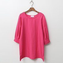 빼빼 여성용 라운드넥 레글런 핀턱셔링 퍼프소매 블라우스