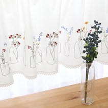 우리앤데코 플뢰르 자수 바란스 커튼