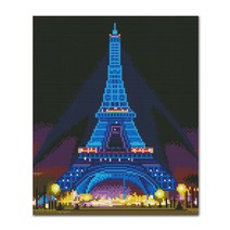 치프몰 액장형 캔버스 비즈 취미 무드등 LED 보석십자수 에펠탑 30 x 40 cm, 혼합색상, 1개