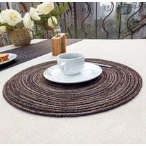 솔리드룸 라미 면사 원형 테이블매트 2p, 브라운, 35 x 35 cm