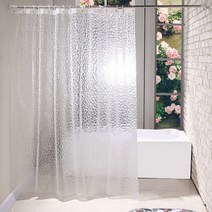 네이처안 3D 입체 EVA 방수 샤워커튼 180 x 200 cm + 커튼링 12p 세트, 투명계열