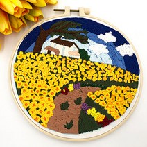 위즈앤위즈 누구나 DIY 프랑스자수 패키지 20cm, 노랑들판 03, 1세트