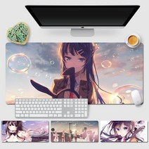 청춘 돼지는 바니걸 선배의 꿈을 꾸지 않는다 장패드 방수 대형 게이밍 마우스패드, 3