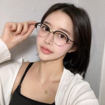 VANANA2 남자 여자 각진 라운드 메탈 하금테 뿔테 블랙 안경테