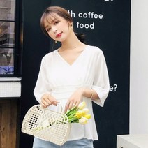 가바바 여성 블라우스 목이 얇아 보이는 데일리 쉬폰 여름 블라우스 G37577