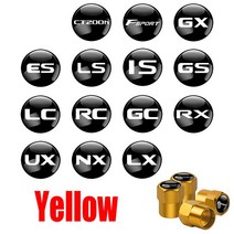 렉서스 CT200h F 스포츠 ES 용 자동차 밸브 캡 금속 합금 로드 산악자전거 타이어 먼지 보호 커버 액세서, 03 YELLOW_07 For GS