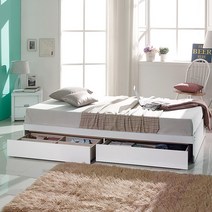 젠티스 마이티 멀티수납더블침대(파워B.N매트포함), 02.화이트, 침대프레임+참숯파워B.N매트