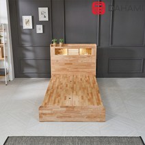 주피터 원목 LED조명 슈퍼싱글침대 (매트포함), 단품