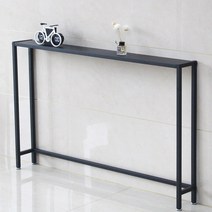 폭좁은 슬림 철제 블랙 콘솔 테이블 좁은 틈새 롱 현관 입구 복도 장식 선반, 150x15x75
