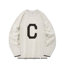 COVERNAT 램스울 C 로고 크루넥 니트 오트밀 CO2204KT01OT