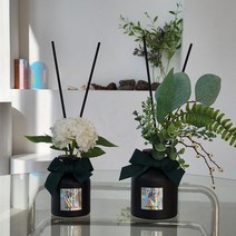 밍블랑 블랙 에디션 수국 유칼립투스 대형 디퓨저 2종 세트 집들이 개업 퇴임 감사 선물 대용량 방향제, 복숭아