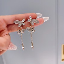 S925 은 바늘 티톡 폭발 귀걸이 여성 성격 한국 동대문 긴 술 귀걸이 빈티지 진주 귀걸이, E2218 골드, S925 실버 바늘