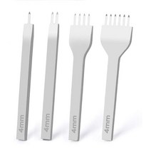 앙카 펀치 스크류 가죽 구멍 1 2 4 6 프롱 DIY 다이아몬드 레이싱 스티칭 치즐 세트 U/V 모양의 그루버 가장자리 베벨 러 스카이빙 도구, [07] 4mm 4pcs