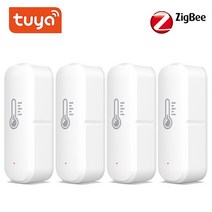 스마트온습도계 온도기록계 Tuya zigbee 스마트 온도 및 습도 센서 실내 온도계 습도계 컨트롤러 모니터 alexa google 홈과 함께 작동, 4개