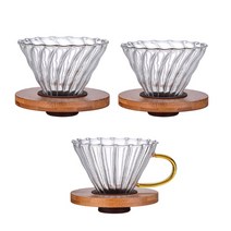 드립 커피 주전자 핸드 원두 용품 추천 내려먹는 투명 유리 퍼 manual over cone funnel for cafe coffee fresh filter brewing, 손잡이가 있는 대형, 협력사