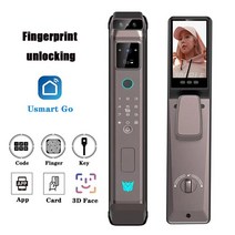 Usmrat Go 3D 얼굴 인식 정맥 지문 디지털 전자 도어락 카메라 생체 잠금 해제 스마트, 01 gold-finger