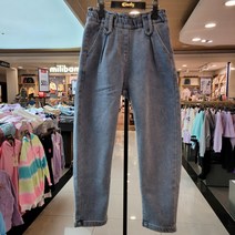 신디키즈 겨울에도 예쁘게!! 사방스판 간절기부터 입기 딱 좋은 어느 옷과 코디해도 잘 어울리는~~ 프릴 오비 기모 배기데님 CITJ22N1Z - 7954