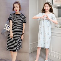 루나버블 데일리 홈웨어 원피스 5color 여자 여성 성인 캐주얼 잠옷 파자마 실내 반팔 롱원피스 롱티셔츠