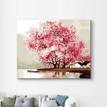 가을 풍경 단풍 다리 은행나무 유화그리기 대형 캔버스, 강남 안개 비_40x50cm+그리기도구세트포함