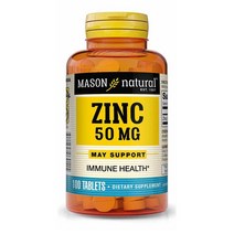 Mason 천연 아연 50mg 식이 보충제 - 100정 3개 팩