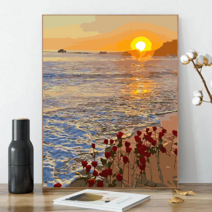 아크릴화 유화그리기 바다 꽃 해 그림세트 페인팅, 조립프레임포함-50x65-B010-보드+페인트