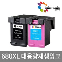HP NO.680 대용량 재생잉크 F6V27AA F6V26AA 데스크젯 HP1115 HP2135 HP3635 HP3636 HP3835 HP4535 HP4675, 검정대용량재생잉크
