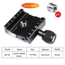 QR50 카메라 퀵 릴리스 플레이트 클램프 삼각대 볼 헤드 마운트 어댑터 Dslr Arc, 01 QR50