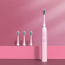 성인용 음파 전동 칫솔 초음파 자동 진동기 미백 IPX7 방수 3 브러시 헤드 배터리 타입, Pink
